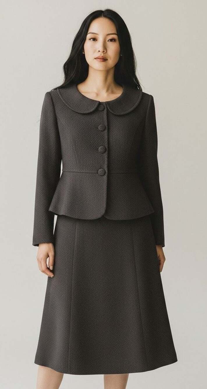 Ann Taylor Fine Italian Fabric Dark Brown  Jacket & Skirt Suit Set